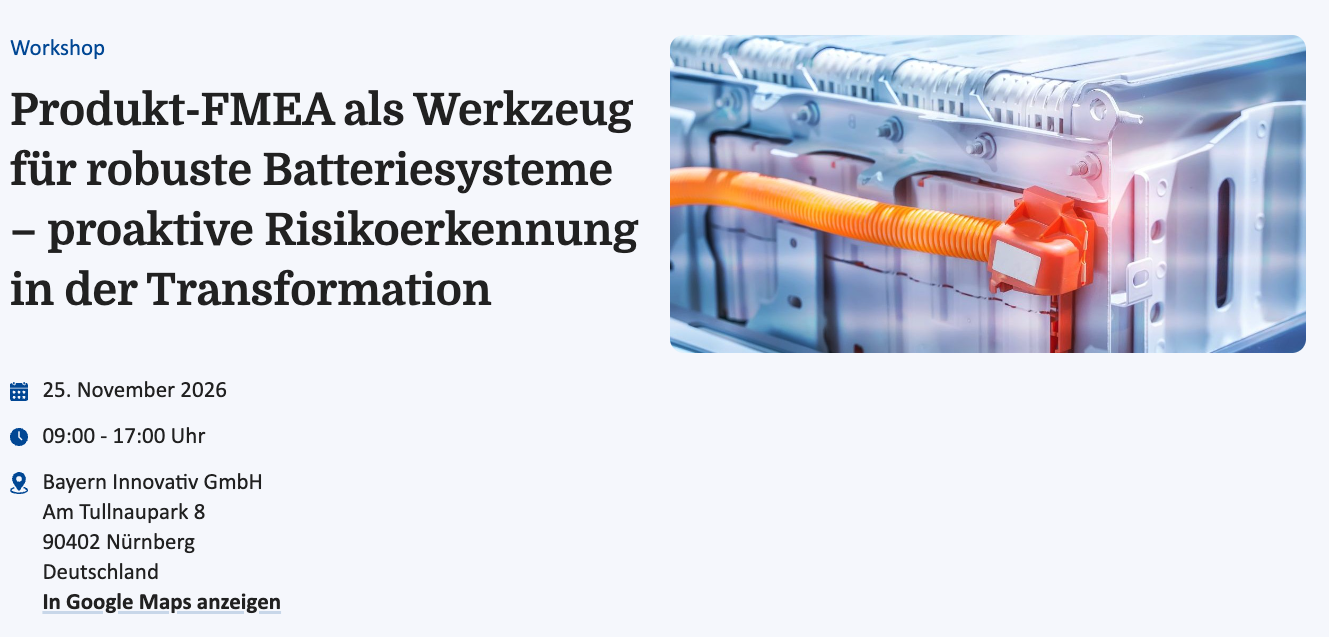 Produkt-FMEA als Werkzeug für robuste Batteriesysteme – proaktive Risikoerkennung in der Transformation
